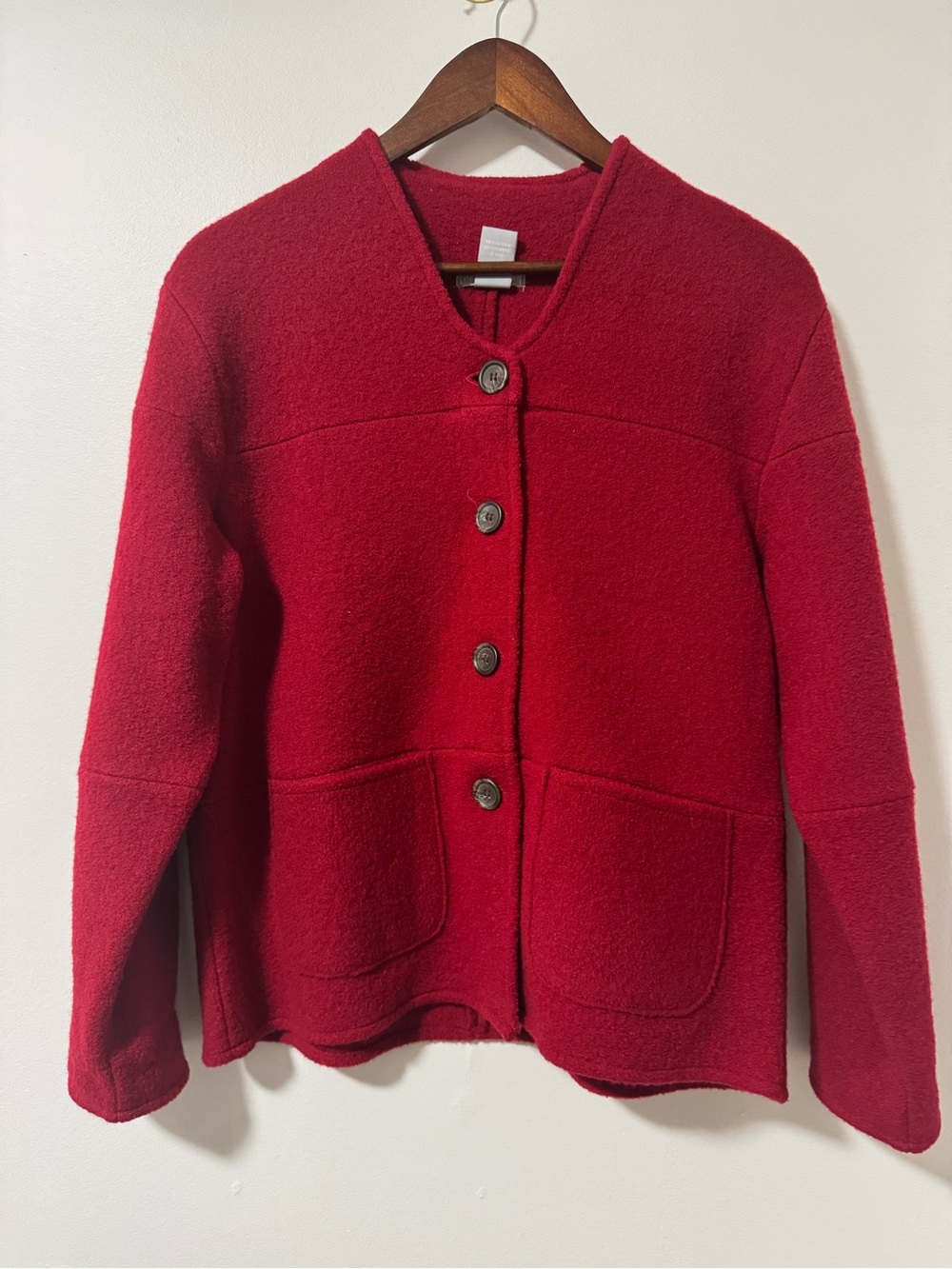 Vintage Wool Red Button-Front Jacket - Picture 1 of 3